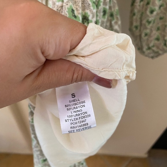 Dress Forum Green Floral Maxi Dress Long Sleeve Smocked Waist Boho Size S - Picture 3 of 9